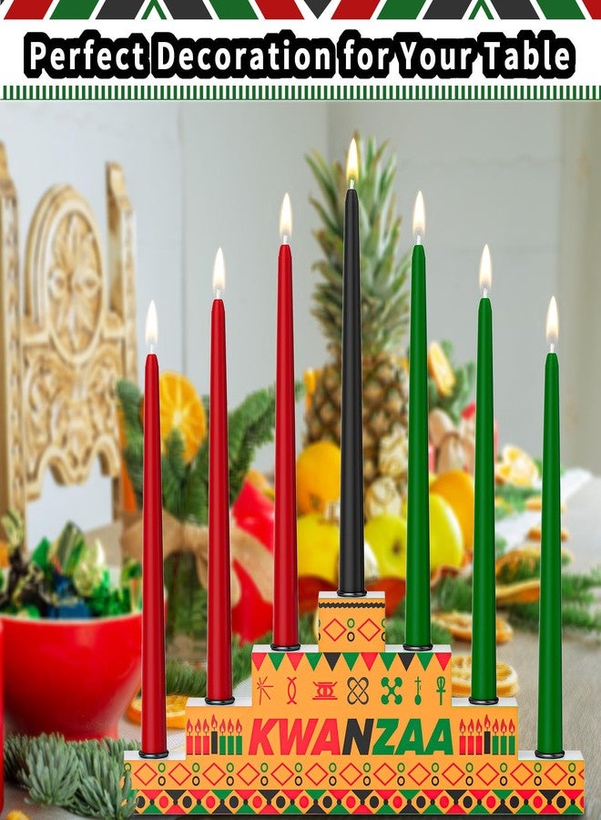 Kenburg Kwanzaa Kinara Set - Double Sided Wooden Kwanzaa Candle Holder with Dripless Taper Candles (3 Red, 3 Green, 1 Black) and Metal Cup for African Heritage Holiday Party - Image 5